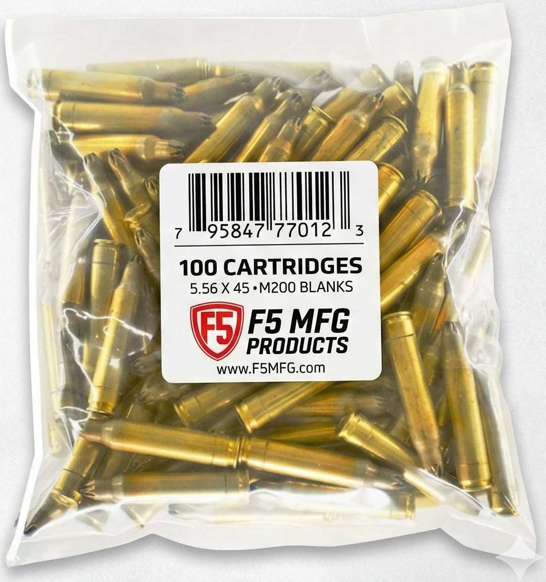 F5 MFG M200 Mil Spec 5.56 Blanks - 100 Cartridges | Bulk Packaging