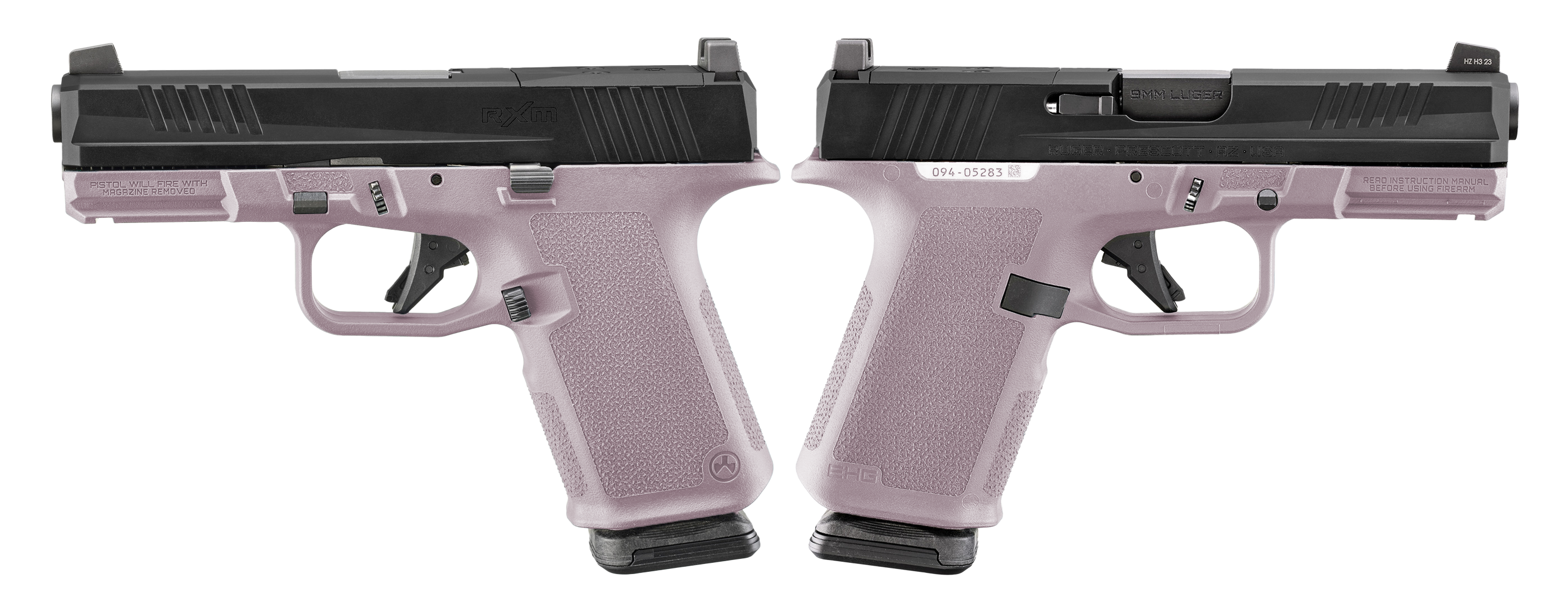 RUGER RXM 9MM PISTOL 4" BBL PINK CHAMPAGNE MAGPUL EHG, O.R. 2-15RD MAGS - ORION EXCLUSIVE