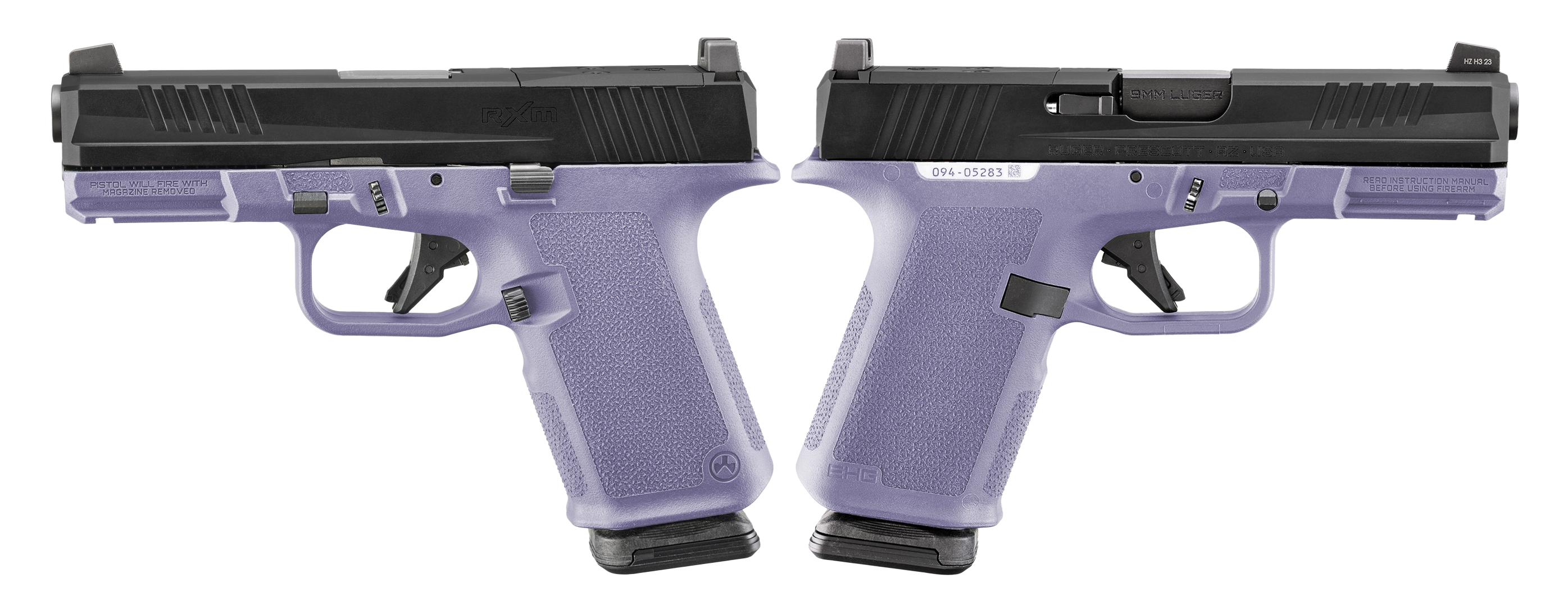 RUGER RXM 9MM PISTOL 4" BBL CRUSHED ORCHID PURPLE MAGPUL EHG, O.R. 2-15RD MAGS - ORION EXCLUSIVE