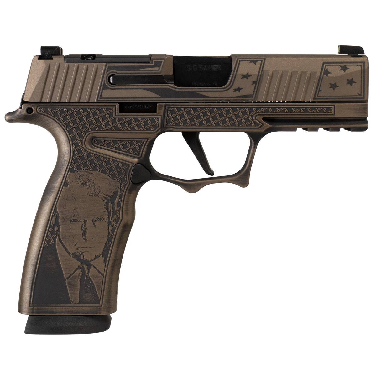 Sig Sauer P365 XMACRO TACOPS "Trump Fight" Handgun 9mm Luger 17rd Magazines(3) 3.7"