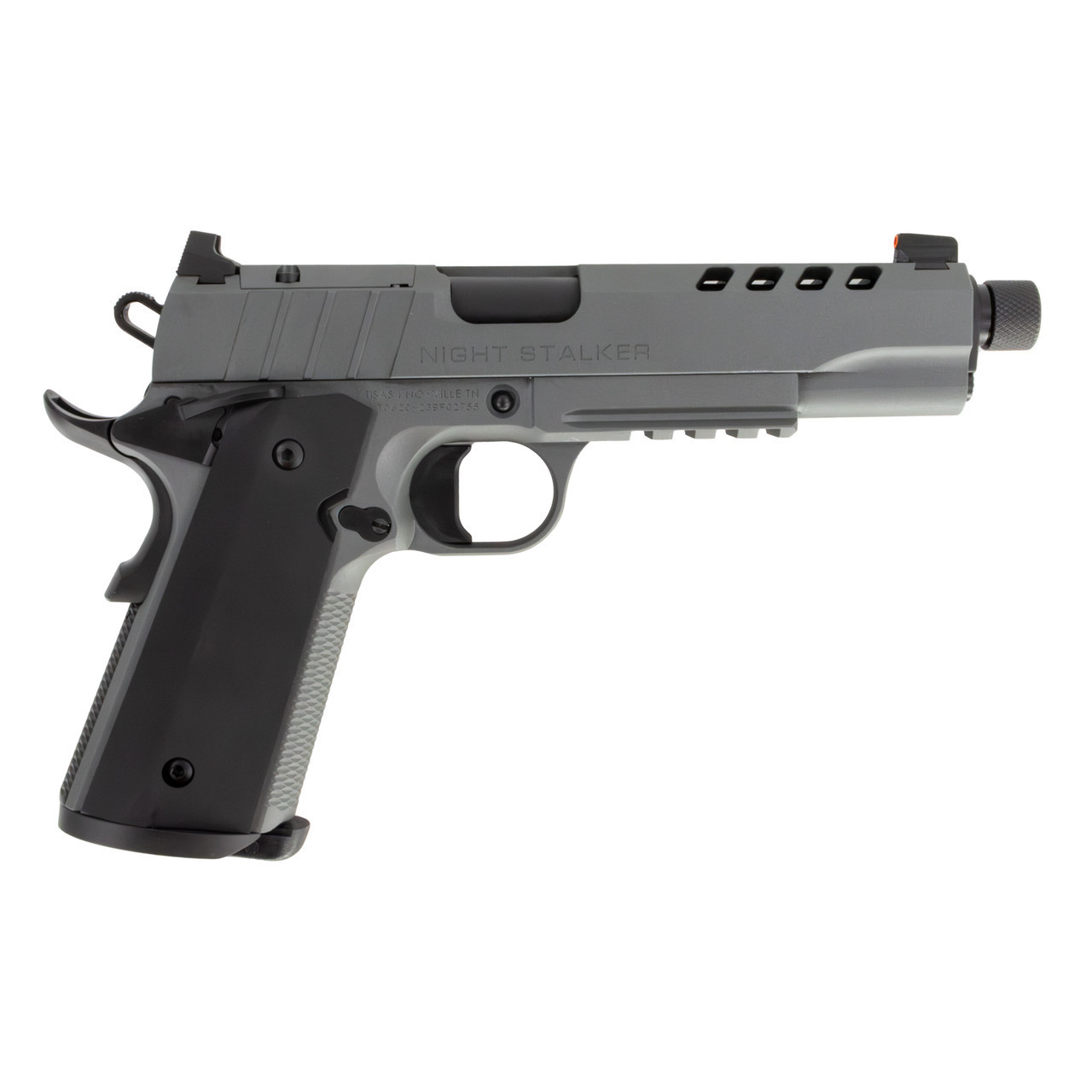 Tisas 10100557 1911 Night Stalker SF 9mm 5" 8+1 Platinum Grey W/ Threaded Barrel