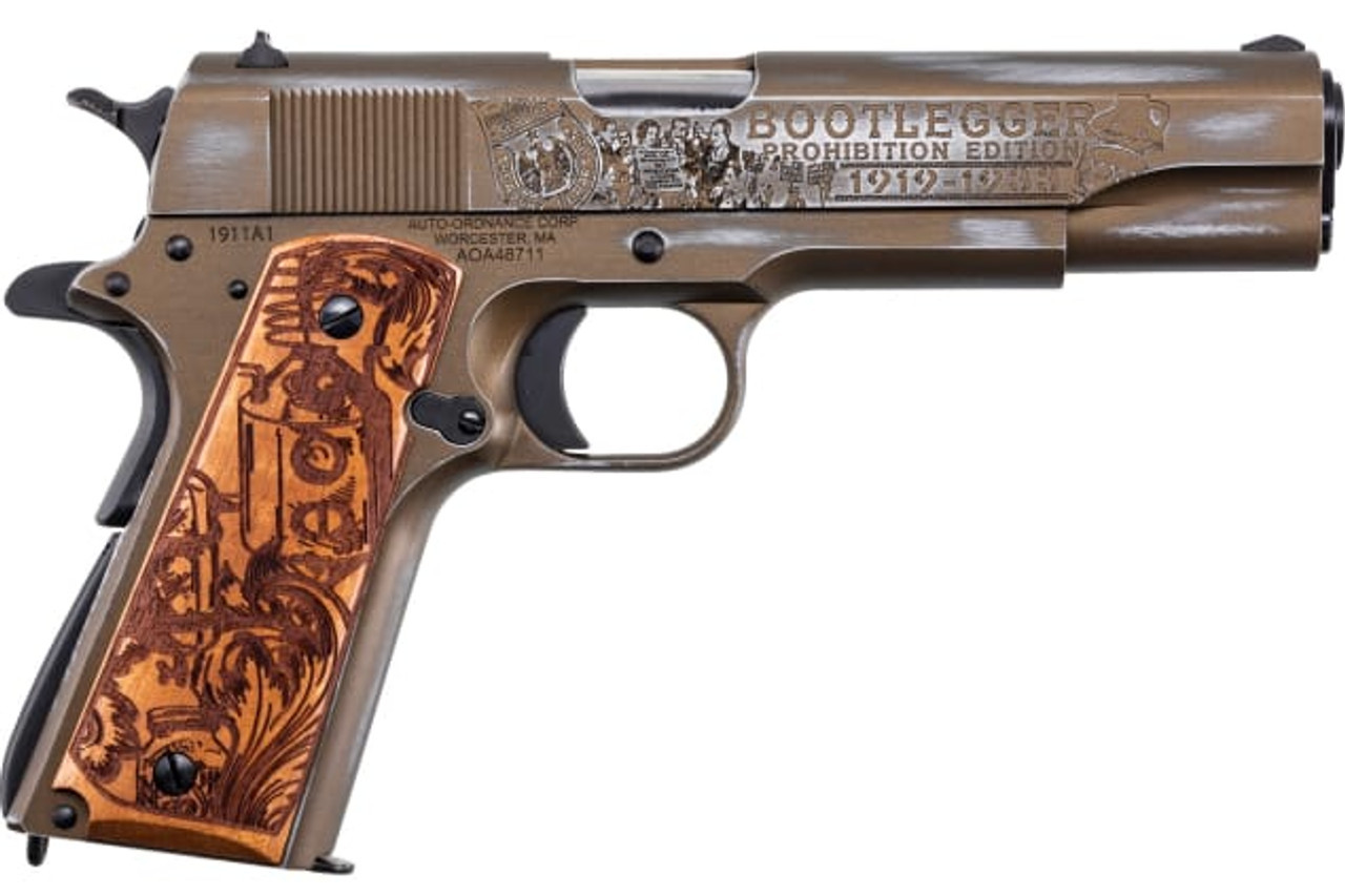 Auto-Ordnance 1911 Bootlegger BKOC9 7+1 Burnt Bronze/ Engraved Wood