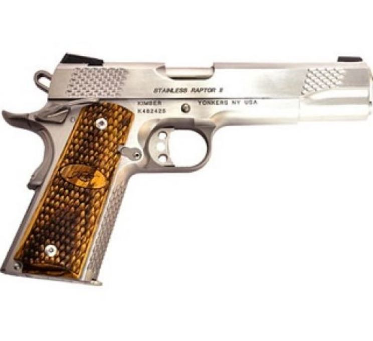 Kimber 3200181 Raptor II 45 ACP Semi-Auto Pistol 5" 8+1 Wood Grips Scale Stippling Night Sights Stainless Steel