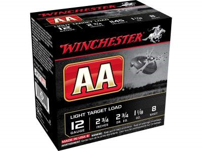 Winchester 12 Gauge Ammunition AA Light Target AA128 2-3/4" #8 Shot 1-1/8oz 1145fps 250 rounds