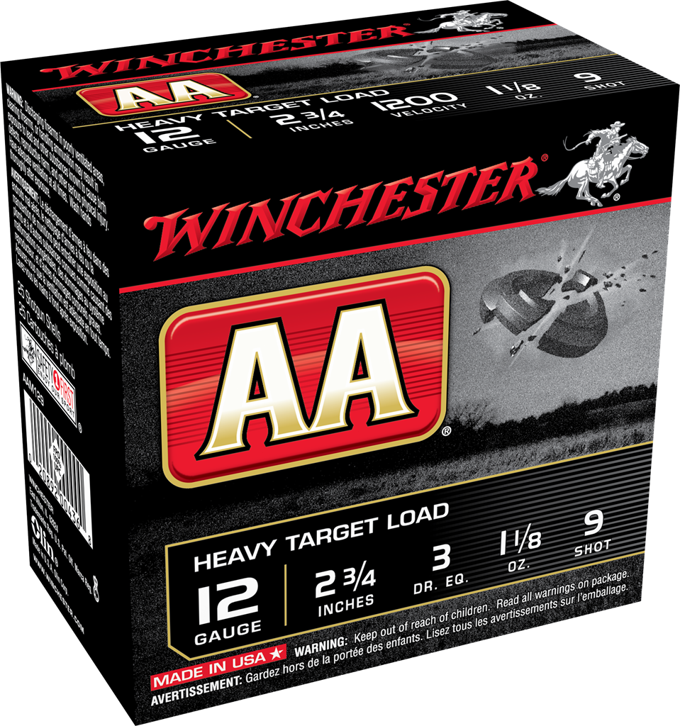 Winchester 12 Gauge Ammunition AAM129 Heavy Target Load 2-3/4" 1-1/8 oz #9 Shot 1200fps CASE 250 rounds
