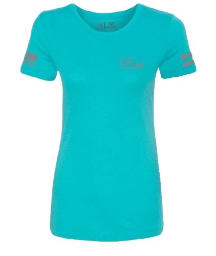 GLOCK LADIES "GLOCK GIRL FLAG - TEE" SHORT SLEEVE MED TEAL