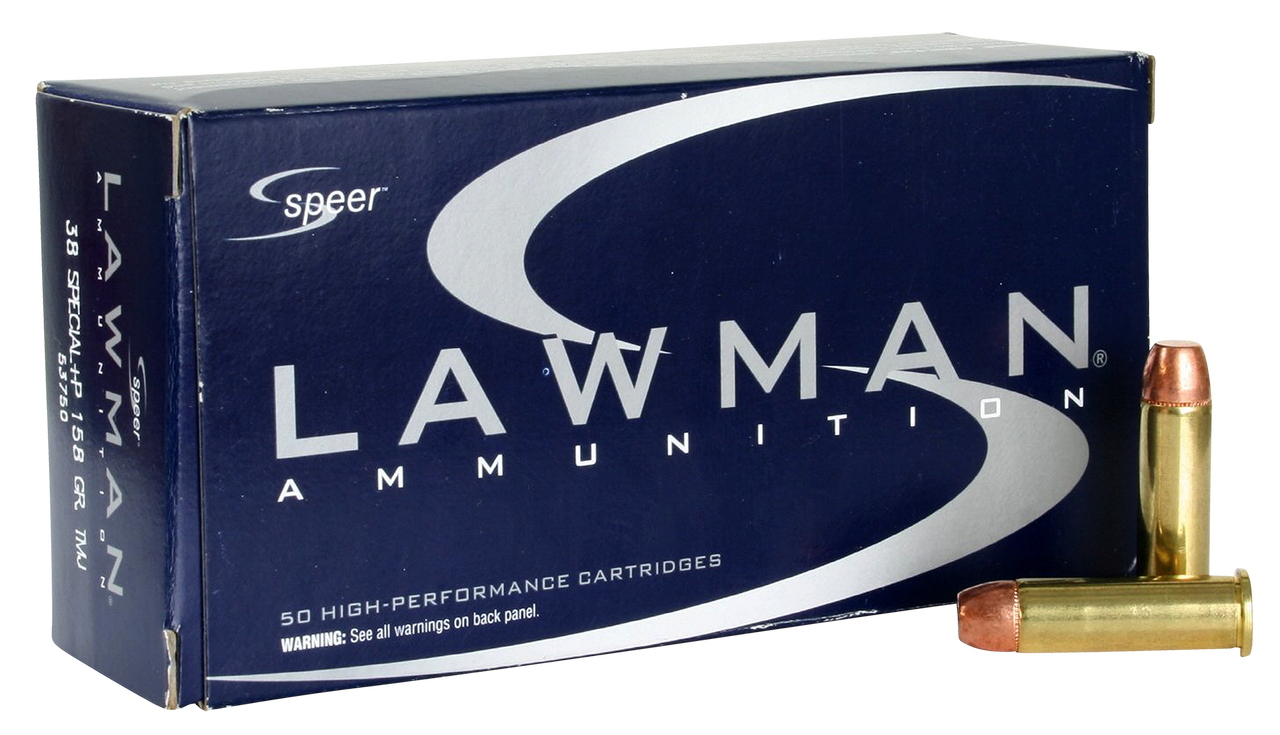 CCI 38 Special +P Ammunition Speer Lawman 53750 158 Grain Total Metal Jacket 50 Rounds