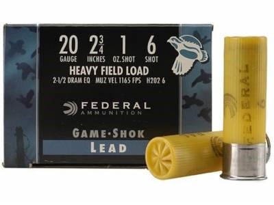 Federal 20 Gauge H2026 Game-Shok Heavy Field Load Ammunition 2-3/4" 1 oz #6 Shot 250 rounds