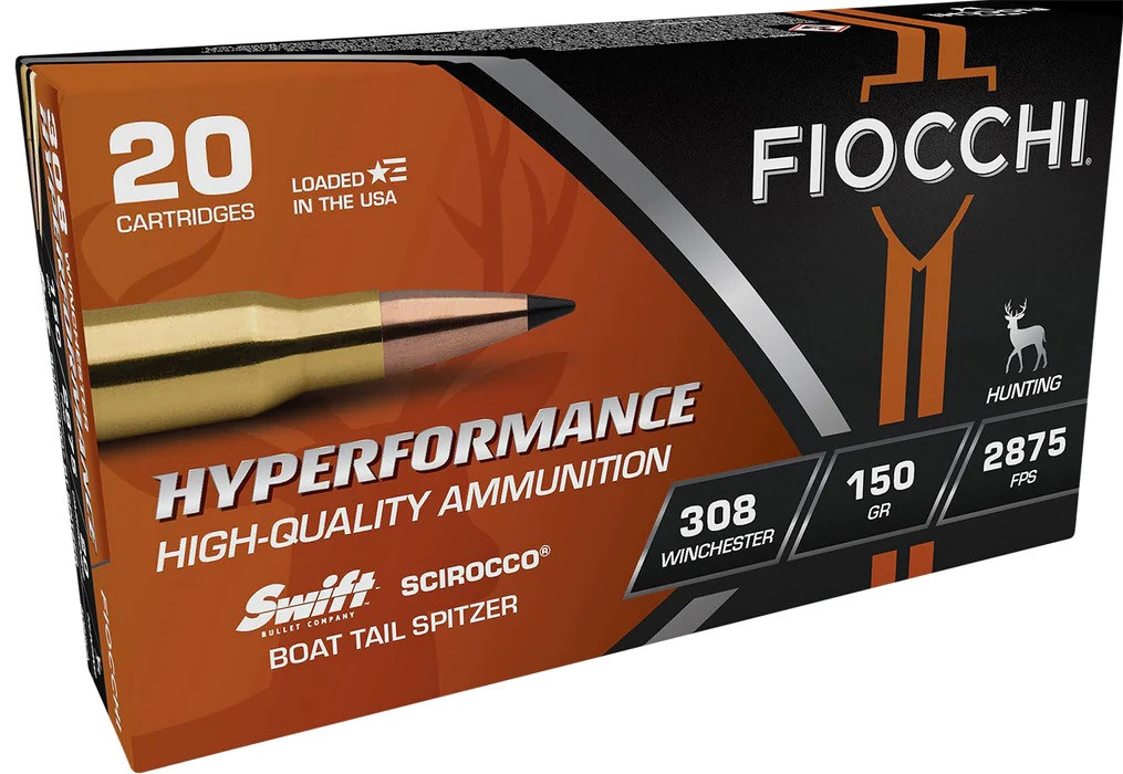 Fiocchi 308 Winchester Ammunition FI308SCA 150 Grain Swift Scirocco II Spitzer 20 Rounds