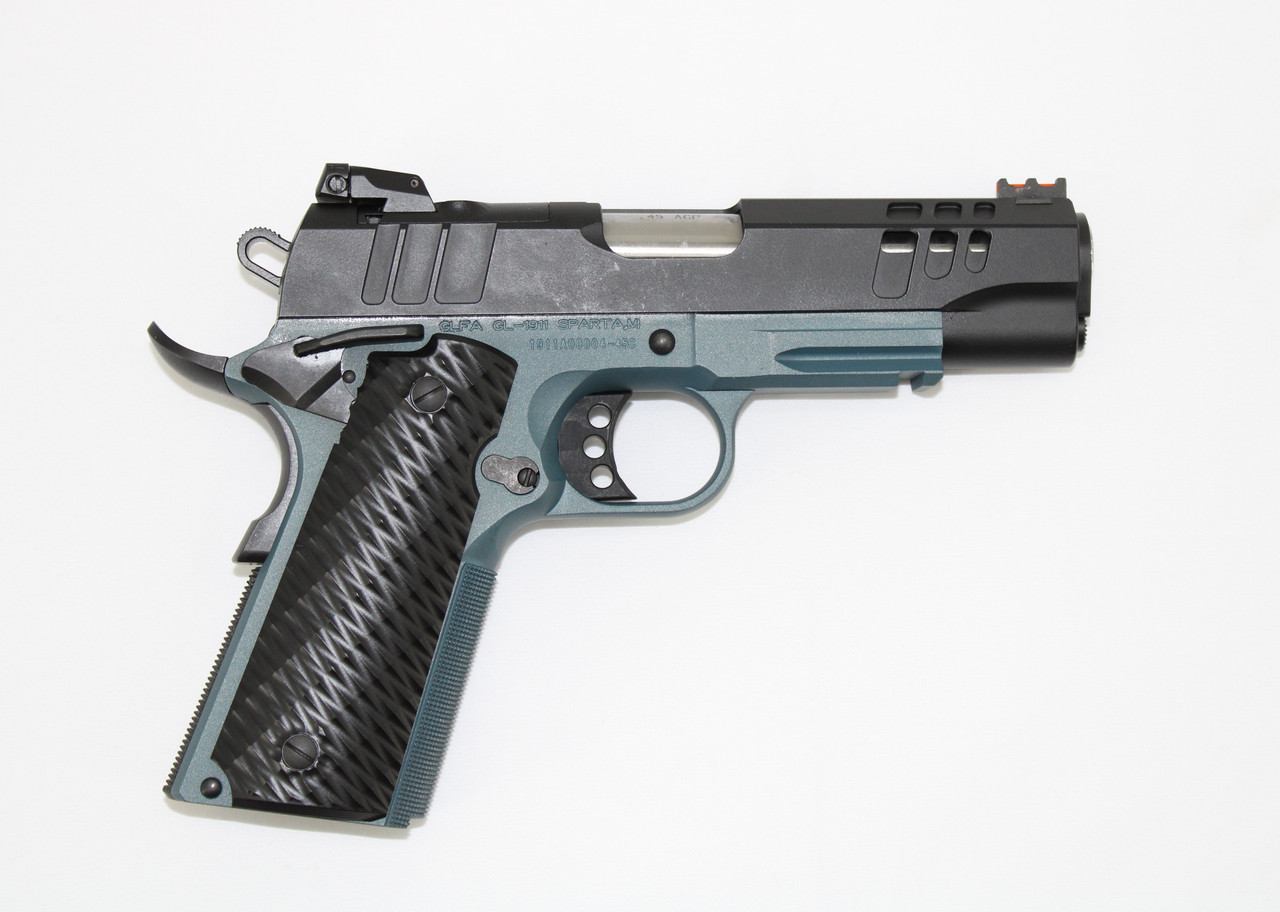 Great Lakes Firearms GL1911-45CSSBLU 1911 4.25" 8+1 Black/SS Barrel/Blue Titanium