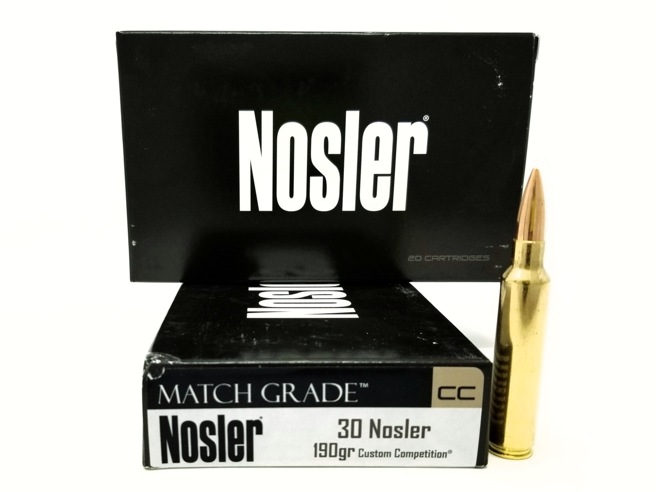 Nosler 30 Nosler Ammunition Match Grade 60029 190 Grain Custom Competition 20 Rounds