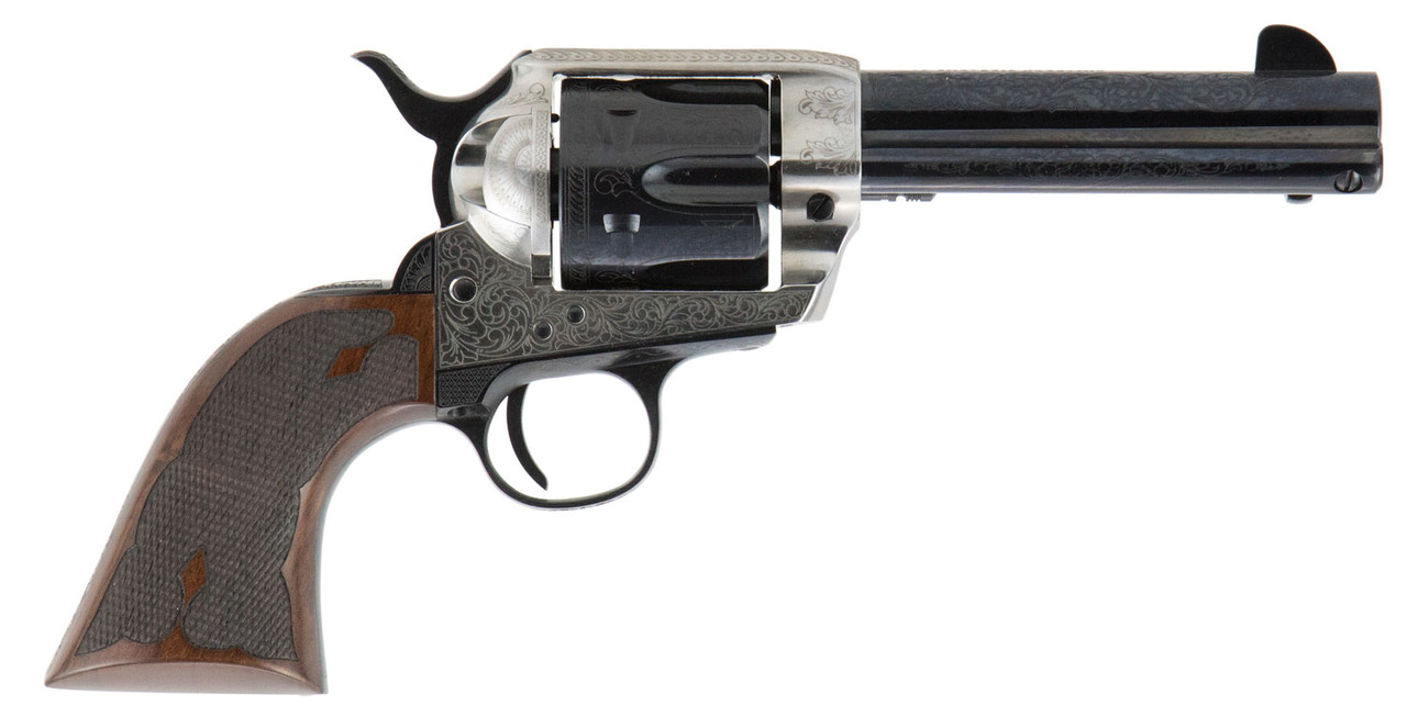 Cimarron Frontier PP410LSFW Pre-War 1896-1940 .45 Colt 4.75" 6 Rounds Blued/Laser Engraved/Walnut Grips