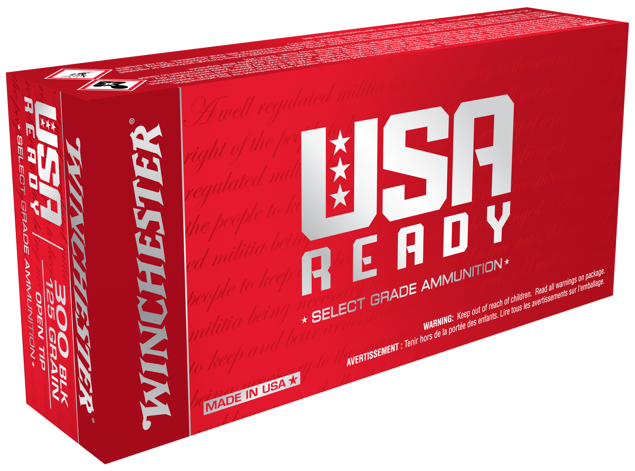Winchester 300 Blackout Ammunition USA Ready RED300 125 Grain Open Tip 20 Rounds