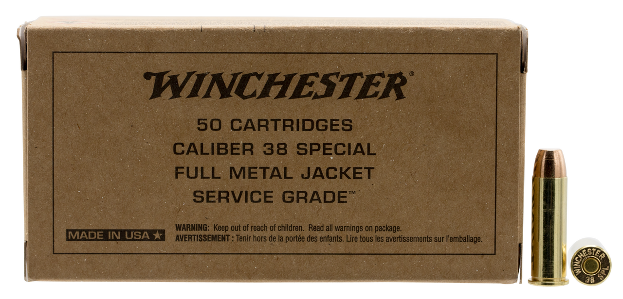 Winchester 38 Special Ammunition Service Grade SG38W 130 Grain Full Metal Jacket 50 Rounds