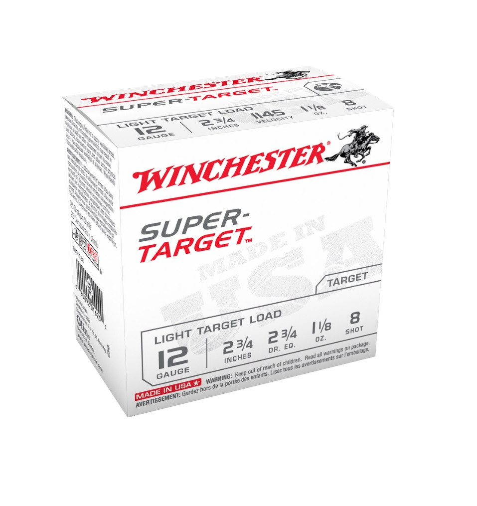 Winchester 12 Gauge Ammunition Target TRGT128 2-3/4" 1-1/8oz #8 shot 1145 FPS CASE 250 rounds