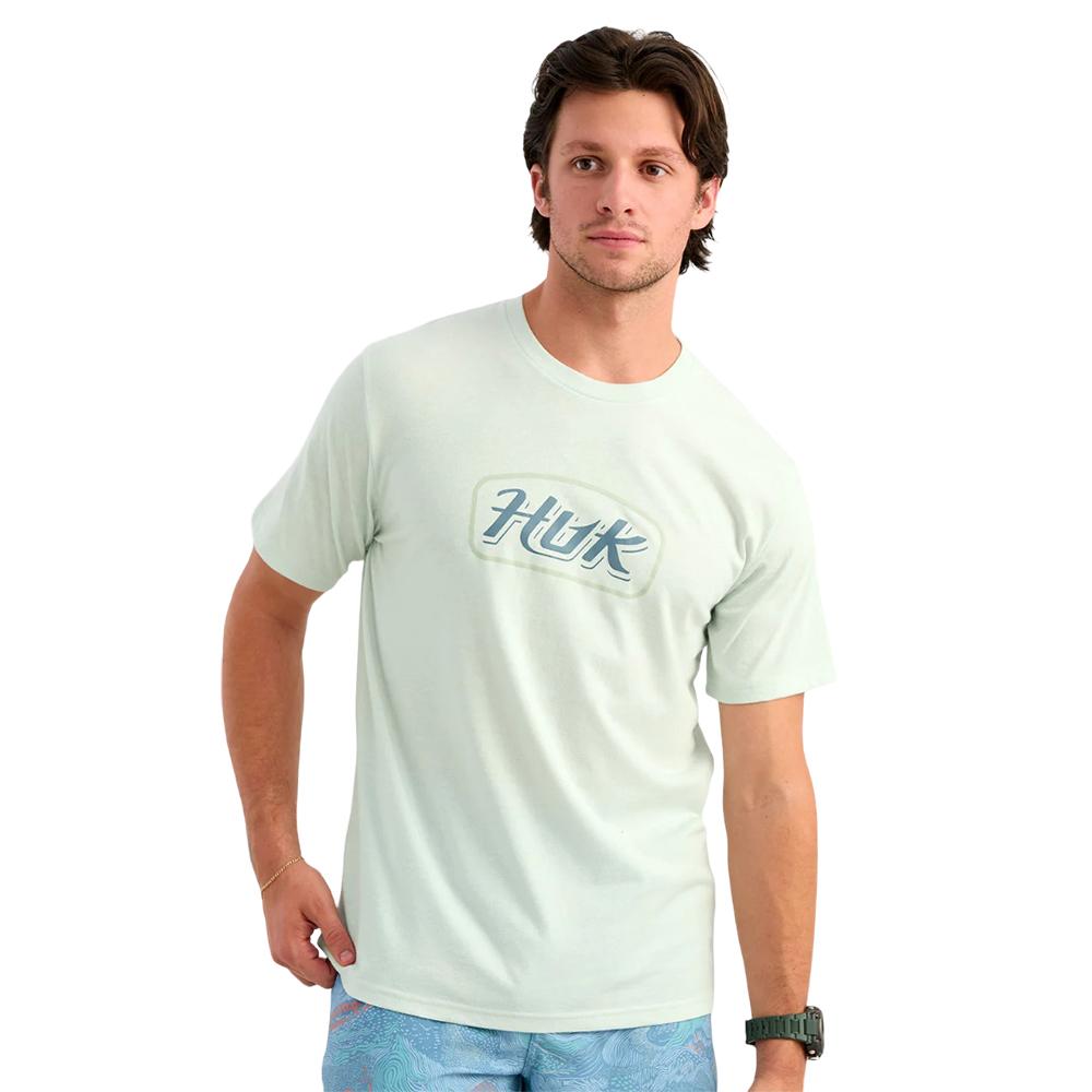 Huk Script Short Sleeve Tee Pale Algae Heather M