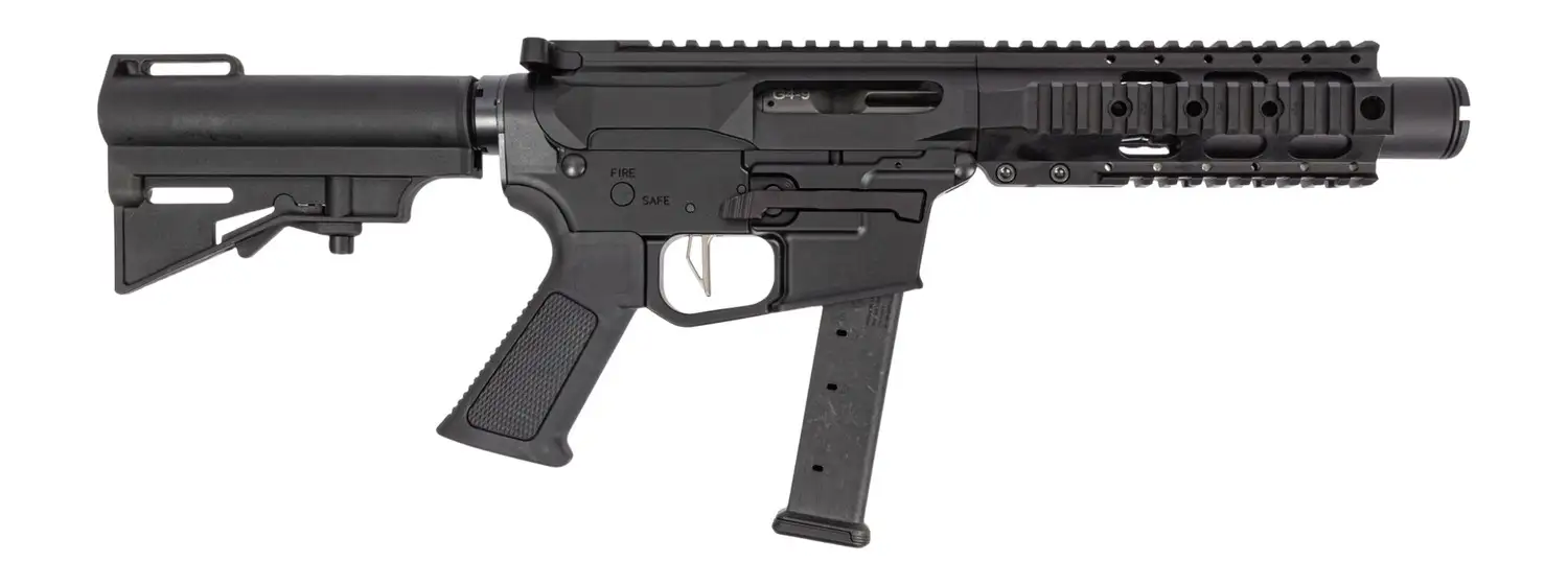 DPMS KITTY KAT S9 9MM PISTOL 4" A4 QUAD RAIL, CAR BRACE 1-33RD GLOCK MAG