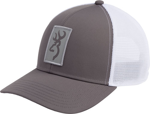 BROWNING CAP BEACON LOGO - GRAY W/RECTANGLE PATCH ADJ