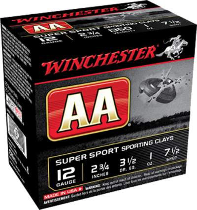Winchester 12 Gauge Ammunition AA Super Sport AASCL127 2-3/4" 7.5 Shot 1oz 1350fps 250 Rounds