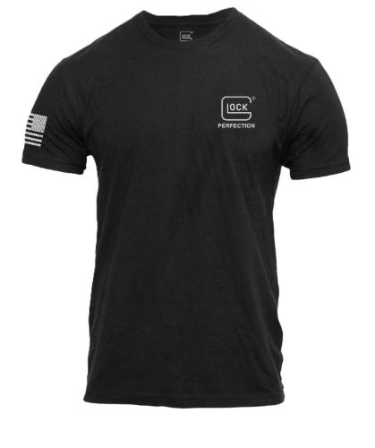 GLOCK PERFECTION FLAG TEE - SHORT SLEEVE T SHIRT LG BLACK