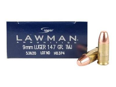 CCI 9mm Ammunition Speer Lawman 53620 147 Grain Total Metal Jacket 50 Rounds
