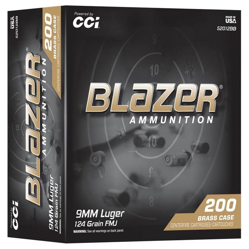 Blazer Brass Handgun Ammunition 9mm Luger 124gr FMJ 1090 fps 200/ct