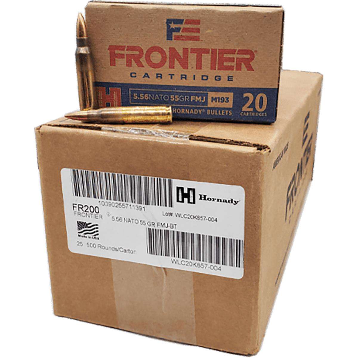 Hornady Frontier FM193 Rifle Ammunition 5.56X45 NATO 55 gr FMJ 3240 fps 500/ct Case (25-20ct)