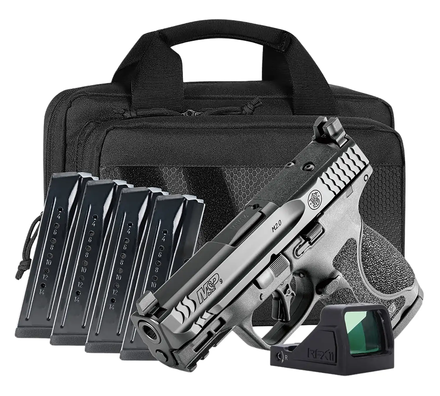 SMITH & WESSON M&P 9 COMPACT M2.0 NTS O.R. 3.6" VIRIDIAN OPTIC, SAVIOR BAG, 5-15RD MAGS