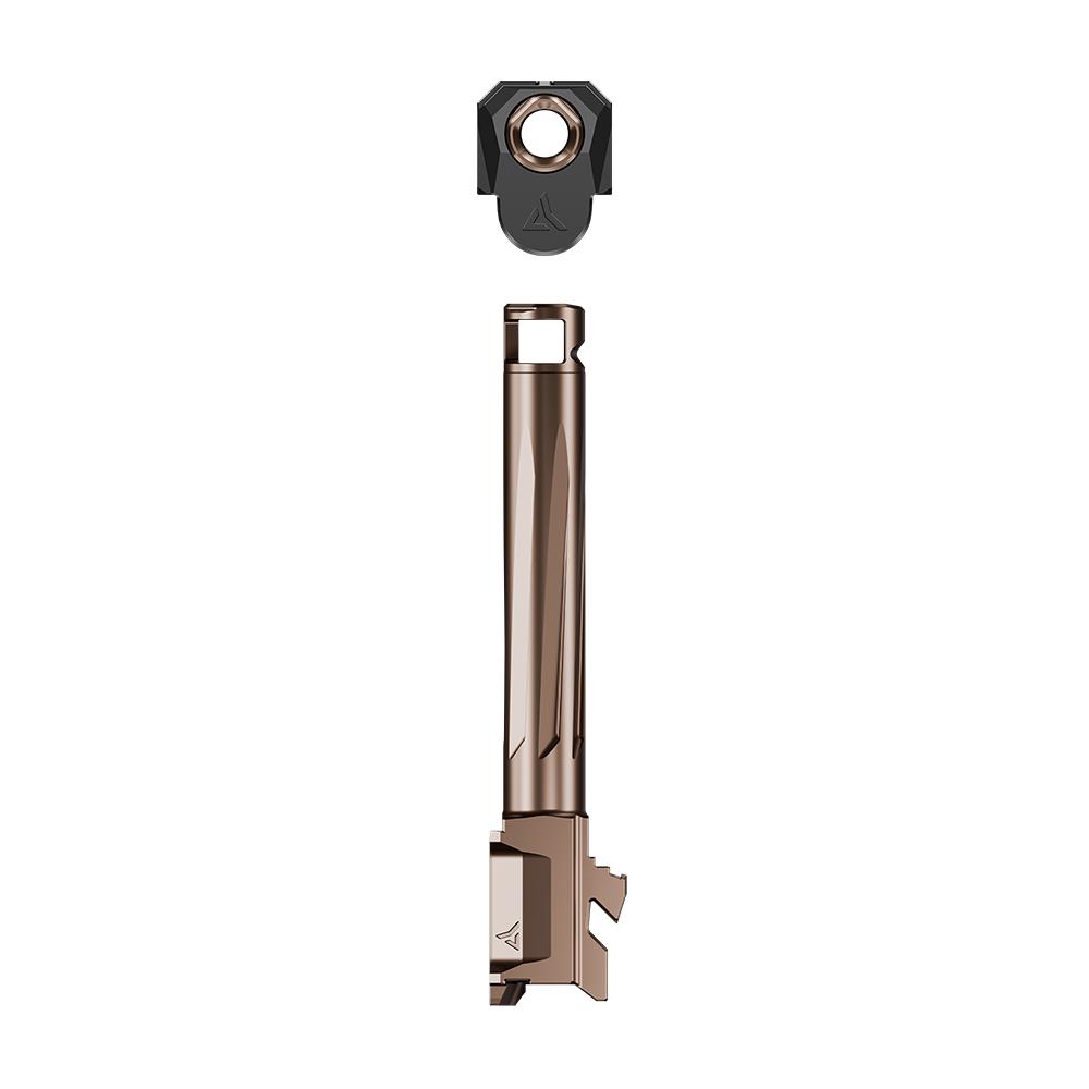 Radian Afterburner and Ramjet Micro Compensator and Ported Handgun Barrel for Glock G43x Bronze