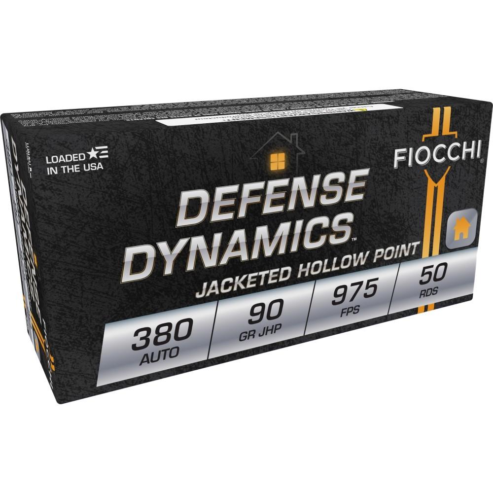 Fiocchi Defense Dynamics Handgun Ammunition .380 ACP 90 gr JHP 975 fps 50/ct