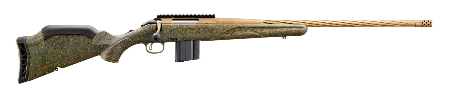 RUGER AMERICAN G2 PRED RFL 22ARC 22" T.B. SPIRAL BBL, GRN SPLTR,BRNT BRNZ 10RD