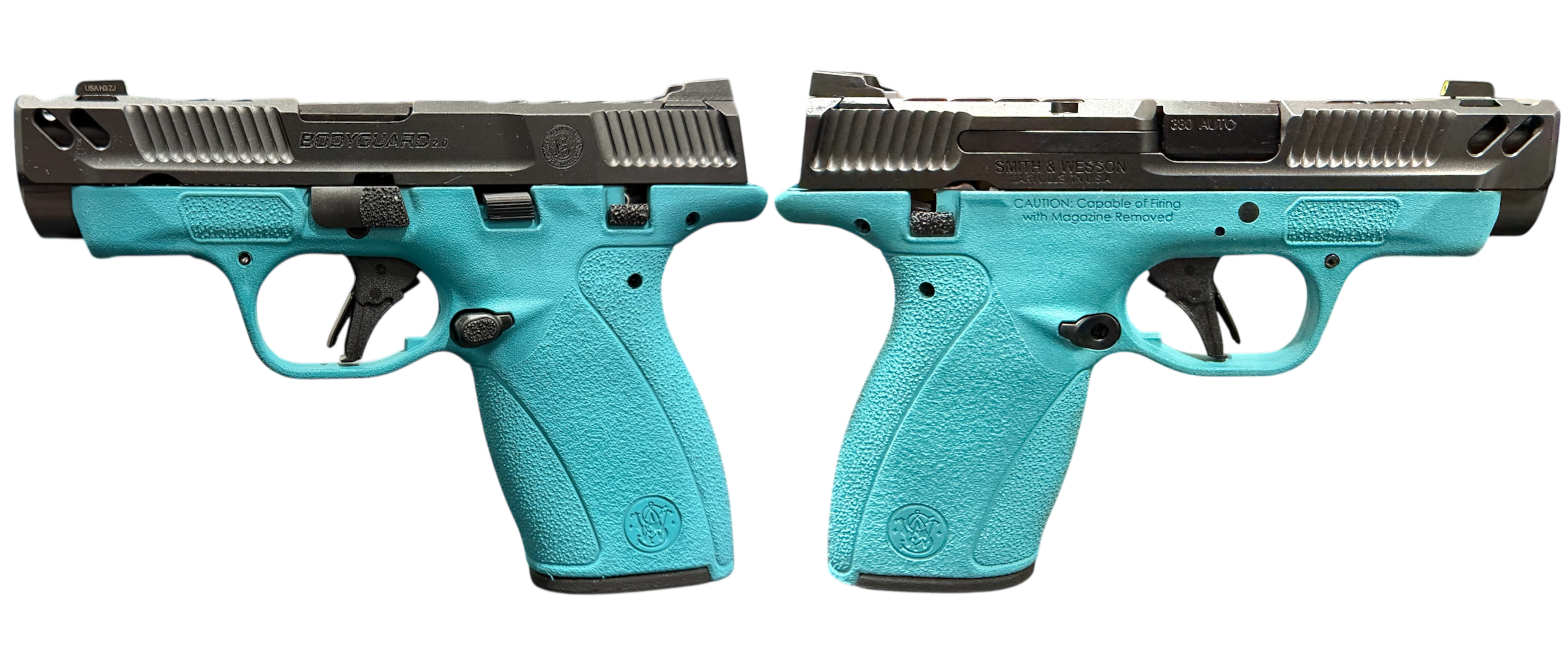 SMITH & WESSON PC BODYGUARD 2.0 CARRY COMP AZTEC TEAL FRM 380ACP PISTOL 3.1" M.S  1-10RD, 1-12RD MAG