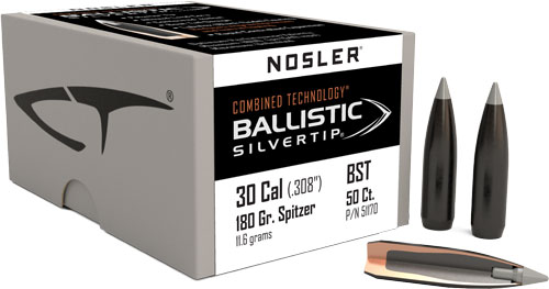 NOSLER BULLETS 30 CAL .308 - 180GR BALLISTIC SILVER TIP 50C - Image 2