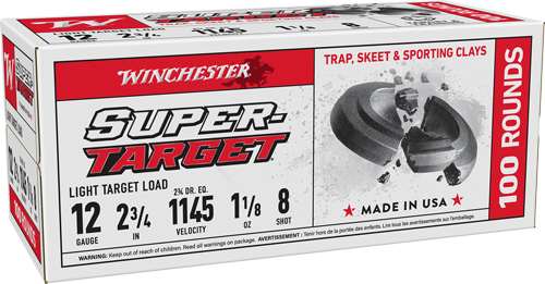 WINCHESTER TARGET 12GA 2.75" - 1-1/8OZ #8 1145FPS 200RD CASE