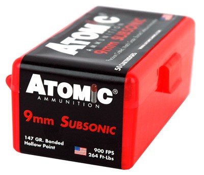 ATOMIC 9MM LUGER 147GR - SUBSONIC JHP 50RD 10BX/CS - Image 2