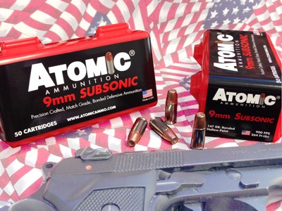 ATOMIC 9MM LUGER 147GR - SUBSONIC JHP 50RD 10BX/CS