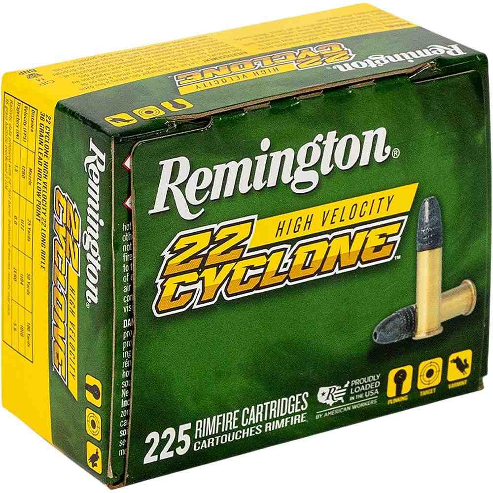 Remington 22 Cyclone Rimfire Ammunition .22 LR 36gr Lead HP 1280 fps 225/ct