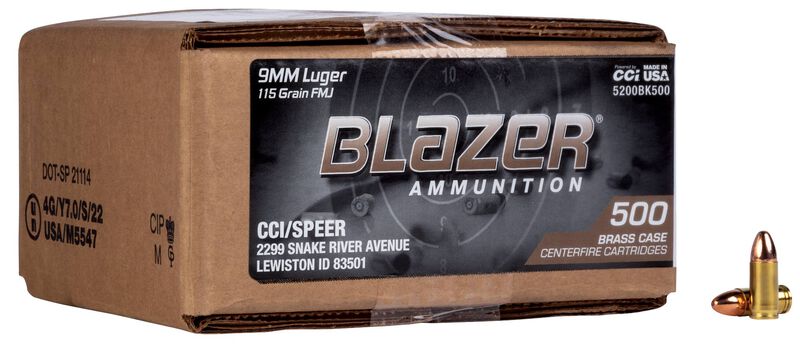 BLAZER BRASS 9MM 115G FMJ 500RD  LOOSE CASE